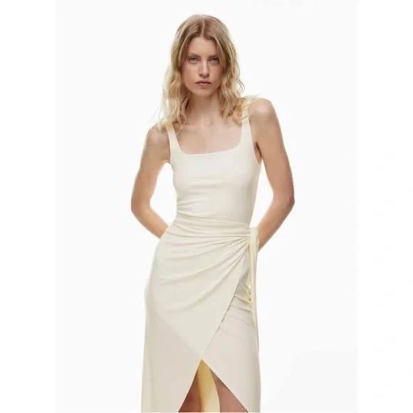Aritzia Wilfred Saturn Wrap Dress White Sleeveless Womens Size L - Picture 2 of 11